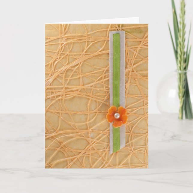 Personalise Orange flower and abstract pattern Card (Front)