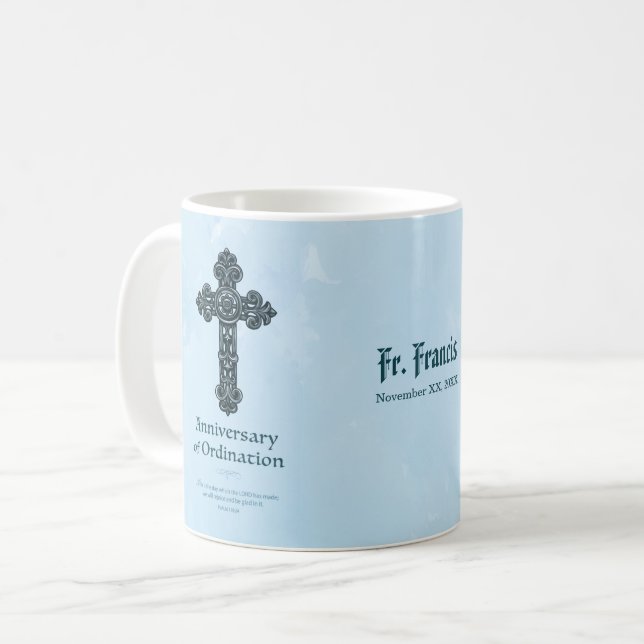 Personalise, Ordination Anniversary Priest, Cross Coffee Mug (Front Left)