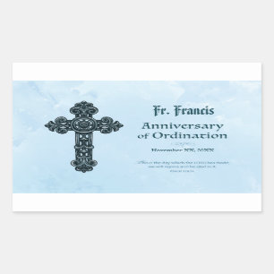 Personalise, Ordination Anniversary Priest, Cross Rectangular Sticker