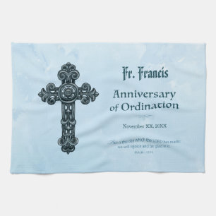 Personalise, Ordination Anniversary Priest, Cross Tea Towel