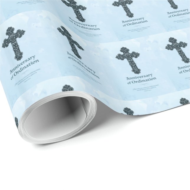 Personalise, Ordination Anniversary Priest, Cross Wrapping Paper (Roll Corner)