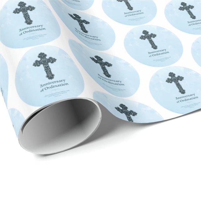 Personalise, Ordination Anniversary Priest, Cross Wrapping Paper (Roll Corner)