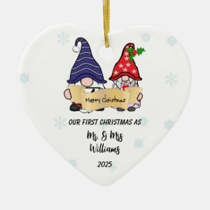Personalise Our First Christmas Gnomes Ceramic Tree Decoration