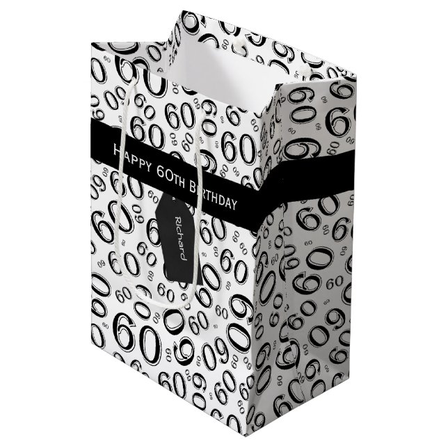 Personalise: Over The Hill 60th Birthday Theme Medium Gift Bag (Front Angled)