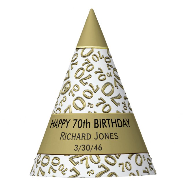 Personalise: Over The Hill 70th Birthday Theme Party Hat (Front)