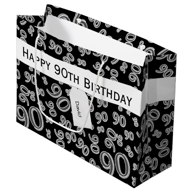 Personalise: Over The Hill 90th Birthday Theme Large Gift Bag (Front Angled)