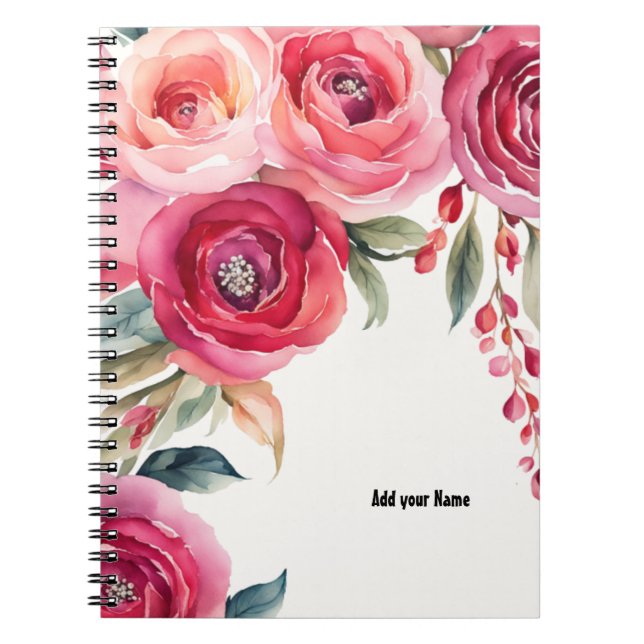 PERSONALISE Painted Roses Notebook (Front)