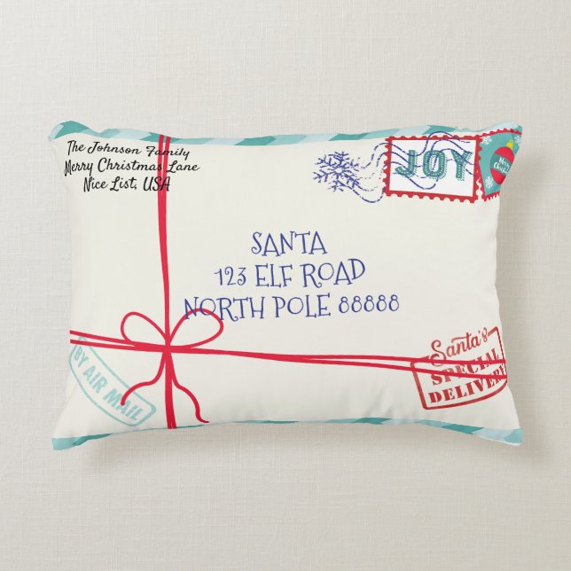 Personalise Parcel Santa Letter Christmas Decorative Cushion (Front)