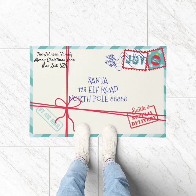 Personalise Parcel Santa Letter Christmas Doormat (Indoor)