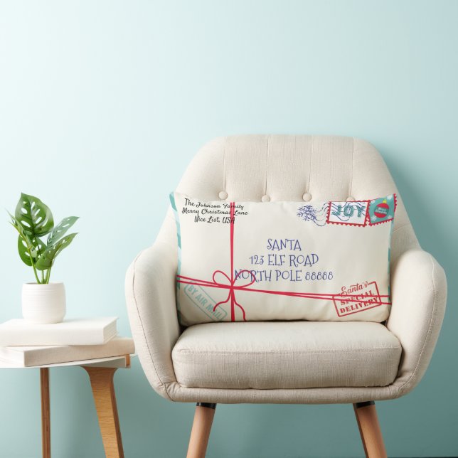 Personalise Parcel Santa Letter Christmas Lumbar Cushion (Chair)