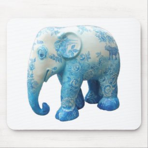 Personalise Pattern Flowers Roses Vines Blue Art Mouse Mat