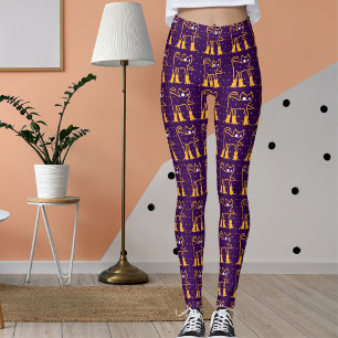 Personalise Pattern Funny Pet Cats Dark Purple Leggings
