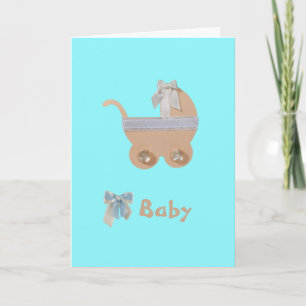 Personalise Peach colour baby stroller Card