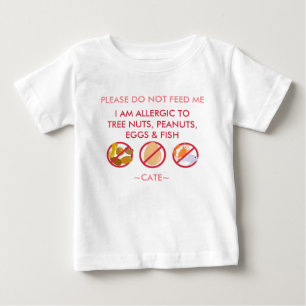 Personalise Peanut Tree Nut Egg & Fish Allergy Kid Baby T-Shirt