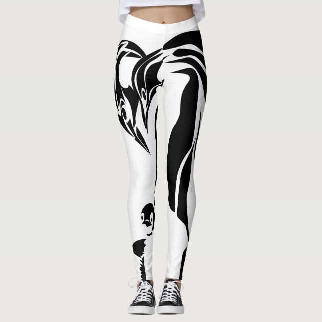 Personalise Penguin Yoga Workout Leggings (Front)