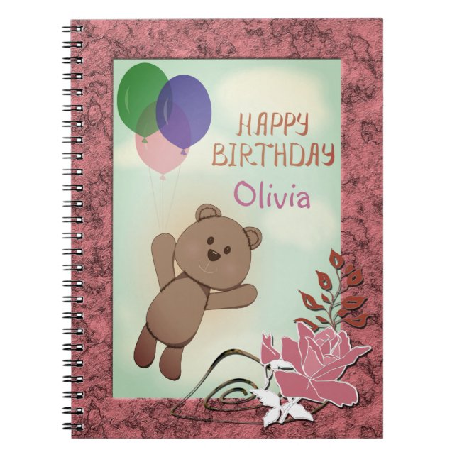Personalise, personal, birthday, Teddy bear Notebook (Front)