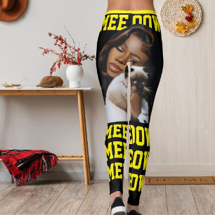 Personalise Pet Cat Mum Black Bright Yellow Photo Leggings