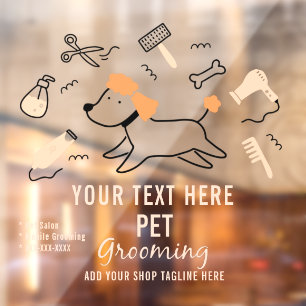 Personalise Pet Grooming Tools Business Front  Window Cling