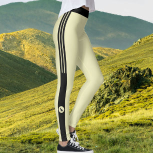 Personalise Pet Mum Black Stripes Soft Buttercream Leggings