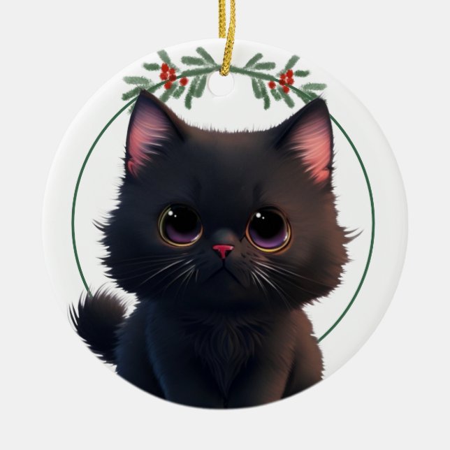 Personalise pet ornament cute pet cat (Front)