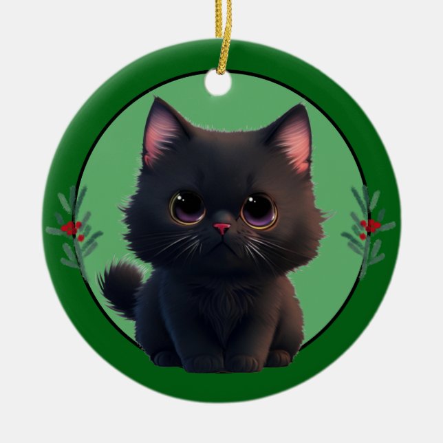 Personalise pet ornament cute pet cat (Front)