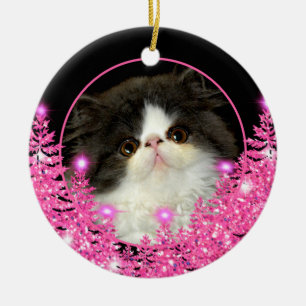 Personalise pet ornament pink sparkling evergreens