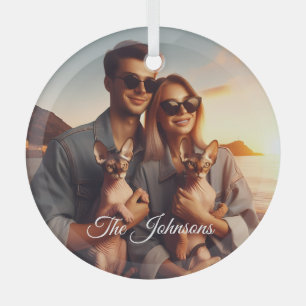 Personalise Pet Photo Sphynx Cat Custom Ornament 