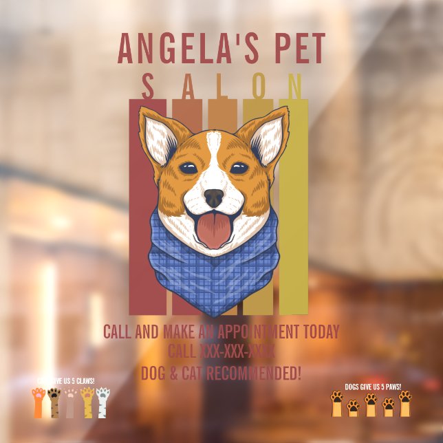 Personalise Pet Salon Dog and Cat Recommended Fun  Window Cling (Sheet 2)