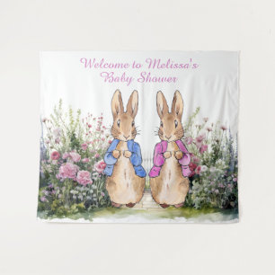 Personalise Peter and Flopsy Baby shower LARGE Tapestry