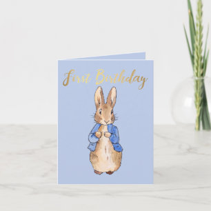 Personalise Peter the Rabbit 1st Birthday Blue Invitation