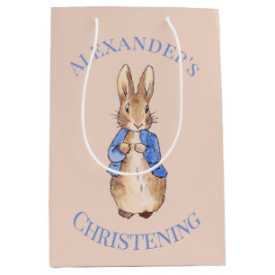 Personalise Peter the rabbit Christening Medium Gift Bag