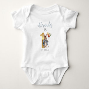 Personalise Peter the rabbit First birthday Baby Bodysuit