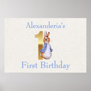 Personalise Peter the rabbit First birthday  Poster