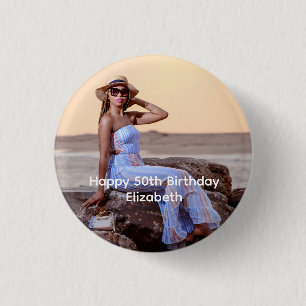 Personalise Photo Birthday Him Her  3 Cm Round Badge
