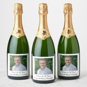 Personalise Photo Birthday Party for Him or Her Sparkling Wine Label