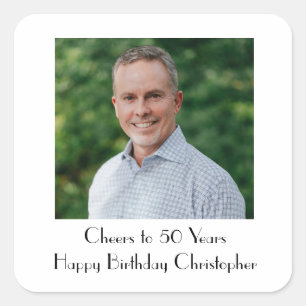 Personalise Photo Birthday Party for Him or Her  Square Sticker