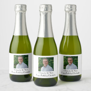 Personalise Photo Birthday Party  Him Her Mini Sparkling Wine Label