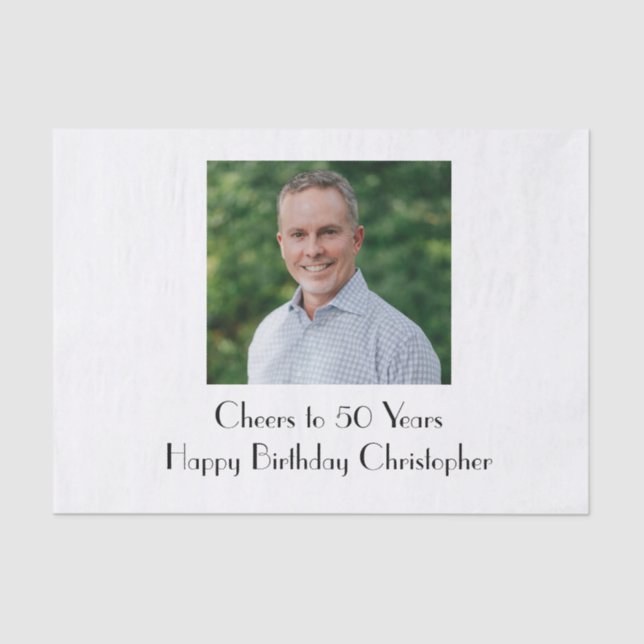 Personalise Photo Birthday Party  Him Her  Tissue Paper (Front)