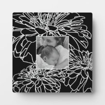 Personalise photo black white floral line drawing 
