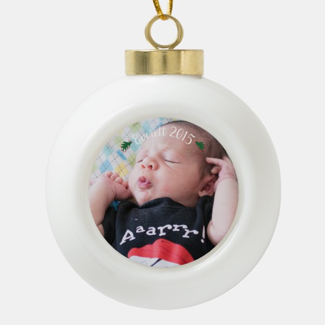 Personalise Photo Ceramic Ball Ornament (Front)