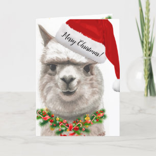 Personalise PHOTO Christmas Card Alpaca Smiles