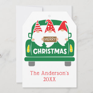 Personalise Photo Christmas Gnomes Truck Christmas Holiday Card