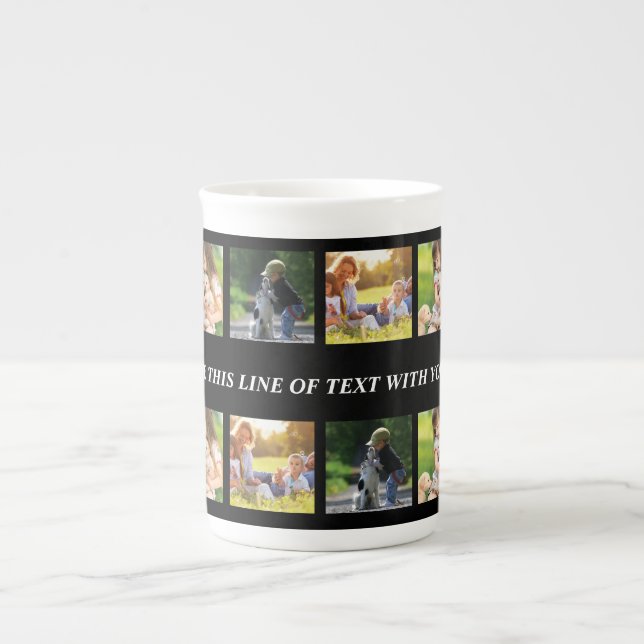 Personalise photo collage and text bone china mug (Front)