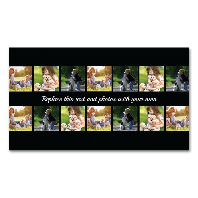 Personalise photo collage and text business card m (Front)