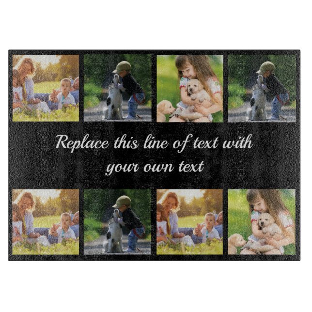 Personalise photo collage and text cutting board (Front)