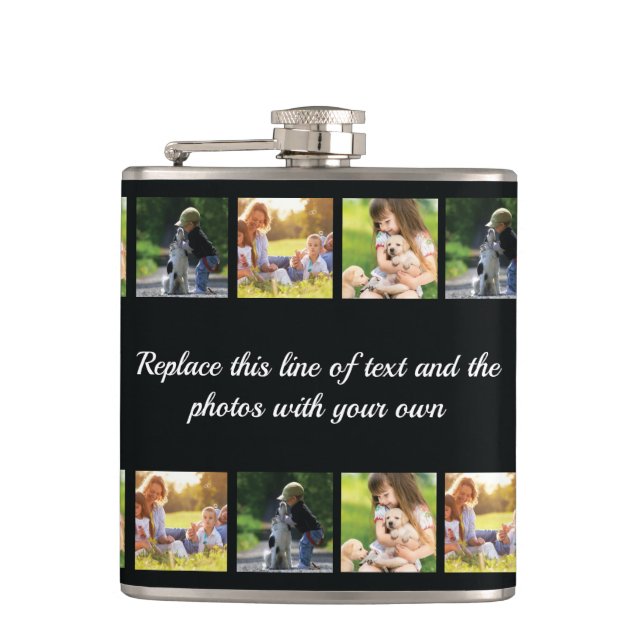 Personalise photo collage and text flask (Front)