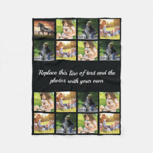 Personalise photo collage and text fleece blanket