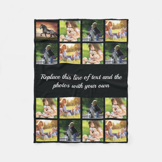 Personalise photo collage and text fleece blanket (Front)