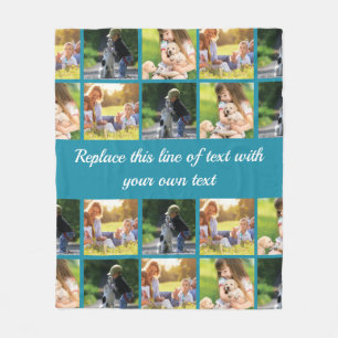 Personalise photo collage and text fleece blanket