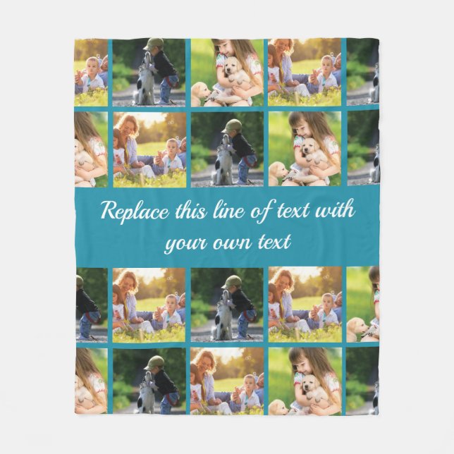 Personalise photo collage and text fleece blanket (Front)